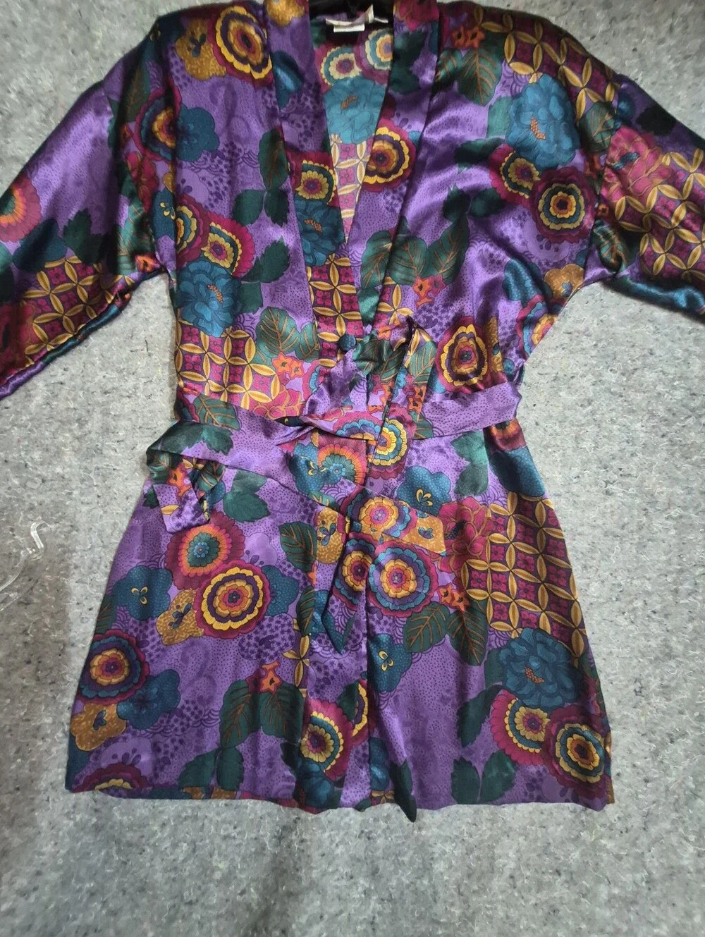 VTG 90s California Dynasty Padded Robe Romper Teddy Set Floral PS S